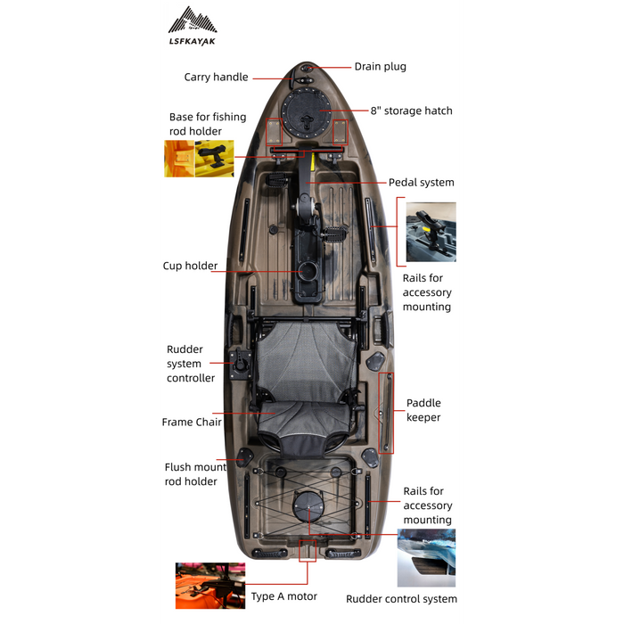 LSF Freeive Propel 8 Fishing Kayak with Pedal Drive